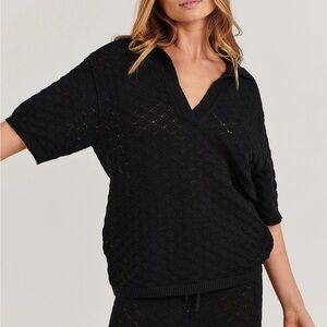 CHARLIE HOLIDAY Piper Knit Top Sz S  - BLACK